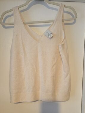 Joie Cream Cashmere V-Neck Knit Tank Top